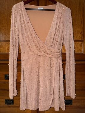 fitted lace wedding dress LOOK EXPENSIVE LONG SLEEVE EMBELLISHED MINI DRESS – AKIRA